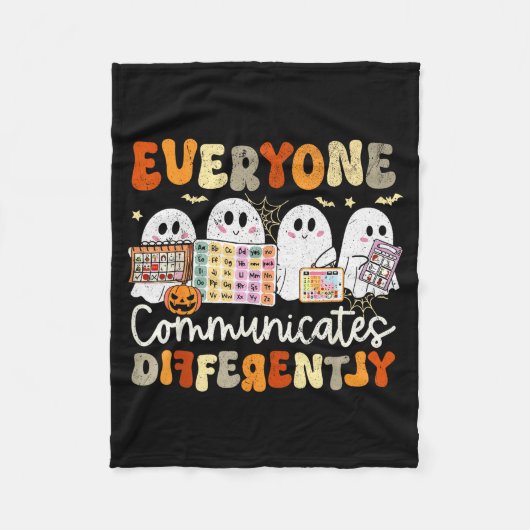 Everyone Communicates Differently Halloween Slp Sp Fleece Deken (Voorkant)