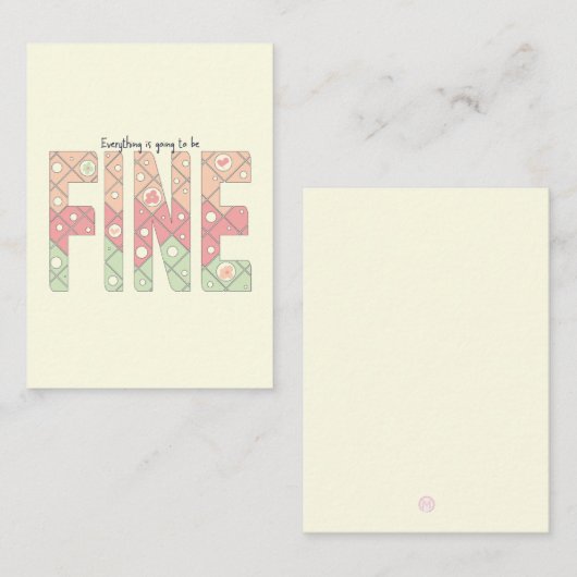 Everything’s Going to Be Fine Cute Motivation Card Notitiekaartje (Voorkant / Achterkant)