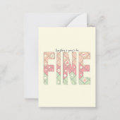Everything’s Going to Be Fine Cute Motivation Card Notitiekaartje (Voorkant)