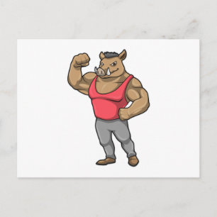 Everzwijn Bodybuilder Bodybuilding Spieren Briefkaart