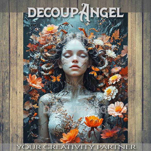 Eve's Dream Among the Flowers - Decoupage - Tissuepapier