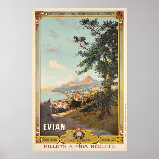 Evian, Lac Léman, Paris - Lyon - Méditerrannée Poster (Voorkant)