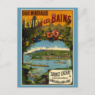 Evian Les Bans Evian Water Vintage Travel Poster Feestdagenkaart