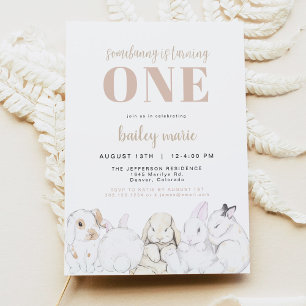 EVIE Cute Pastel Baby Bunny 1st Birthday Kaart