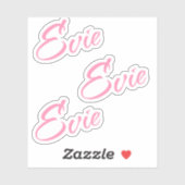 Evie decoratieve naam in roze x3 Sticker (Vel)
