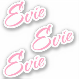 Evie decoratieve naam in roze x3 Sticker