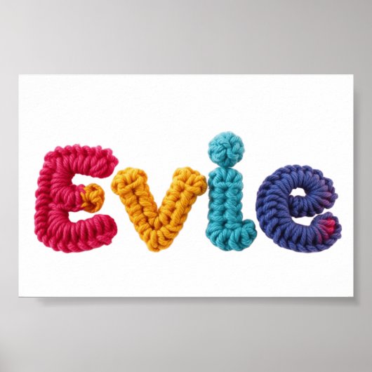 Evie naam in levendige gehaakte patroon poster (Voorkant)