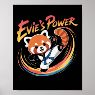 Evie's Power Rode Panda Taekwondo Karate Blauwe Ba Poster
