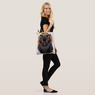 Evil Black Cat Full Print Canvas tas
