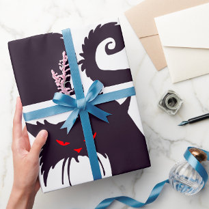 Evil Black Cat Silhouette met rode ogen Cadeaupapier