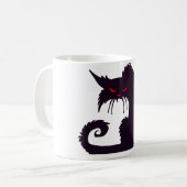 Evil Black Cat Silhouette met rode ogen Koffiemok (Voorkant links)