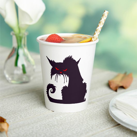 Evil Black Cat Silhouette met rode ogen Papieren Bekers