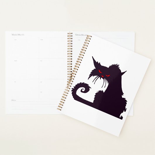Evil Black Cat Silhouette met rode ogen Planner
