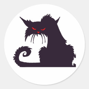 Evil Black Cat Silhouette met rode ogen Ronde Sticker