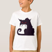 Evil Black Cat Silhouette met rode ogen T-shirt (Voorkant)