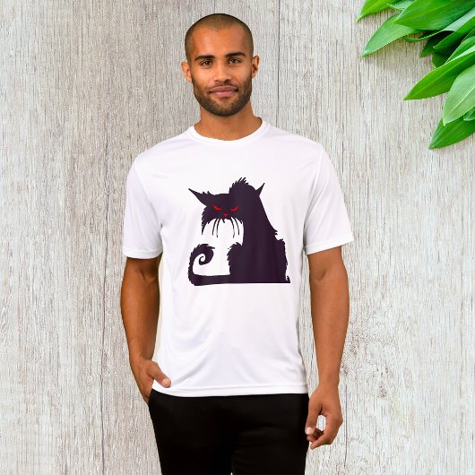 Evil Black Cat Silhouette met rode ogen T-shirt