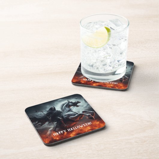 Evil Bord Horse and Death Halloween Bier Onderzetter (Rechterzijde)