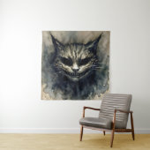 Evil Cat Smiling Waterverf Kunstwerk Wandkleed (In situ)