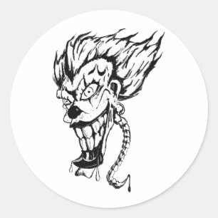 Evil clown Classic Ronde Sticker vel