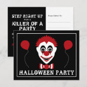 Evil Clown, Halloween Party Aankondigingskaart (Voorkant / Achterkant)