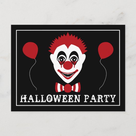 Evil Clown, Halloween Party Aankondigingskaart (Voorkant)