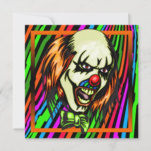 Evil Clown Halloween Party Invitation Kaart (Voorkant)