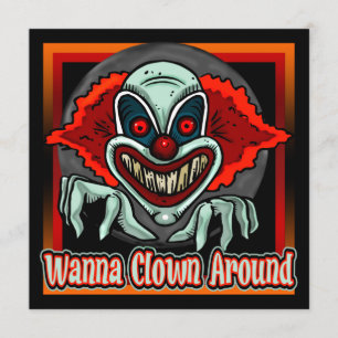 Evil Clown Halloween Party Invitation Kaart