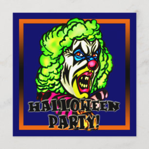 Evil Clown Halloween Party Invitation Kaart
