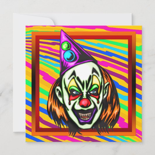 Evil Clown Halloween Party Invitation Kaart (Voorkant)