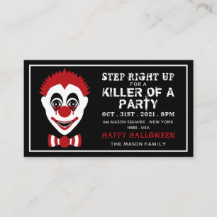 Evil Clown, Halloween Party Ticket Invitation