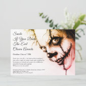 Evil Clown Halloween Uitnodiging - Sinister Smile (Staand voorkant)