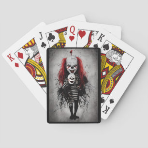 Evil Clown Kind met een enge clown hoofd Pokerkaarten