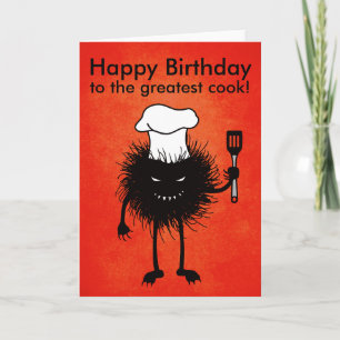 Evil Cook Cartoon Character Chef Happy Birthday Kaart