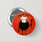 Evil Cook Cartoon Character Chef Ronde Button 5,7 Cm (Voorkant /achterkant)