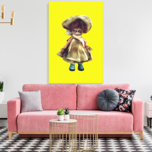 EVIL DORA DOLL, spookpoppenproduct canvas Afdruk (Insitu (Woonkamer))