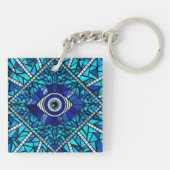 Evil Eye Amulet Mozaïek Kunst Sleutelhanger (Achterkant)