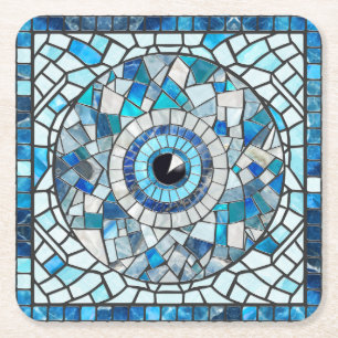 Evil Eye Amulet Mozaïek Kunst Vierkante Kartonnen Onderzetter