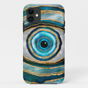 Evil Eye Amulet Waterverf kralen en goud iPhone 11 Hoesje