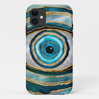 Evil Eye Amulet Waterverf kralen en goud iPhone 11 Hoesje