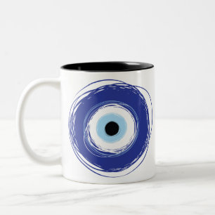 Evil Eye Artistic Blue Grieks Tweekleurige Koffiemok