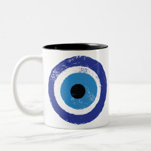Evil Eye Artistic Blue Tweekleurige Koffiemok