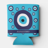 Evil Eye Blauw en Wit Nazar Patroon Blikjeskoeler (Achterkant)