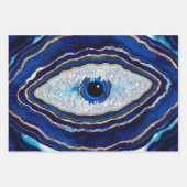 Evil Eye Blue Agate Geode Ditital Art Inpakpapier Vel (Voorkant 3)