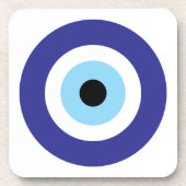 Evil Eye Blue Mati cirkel plastic onderzetter set (Voorkant)