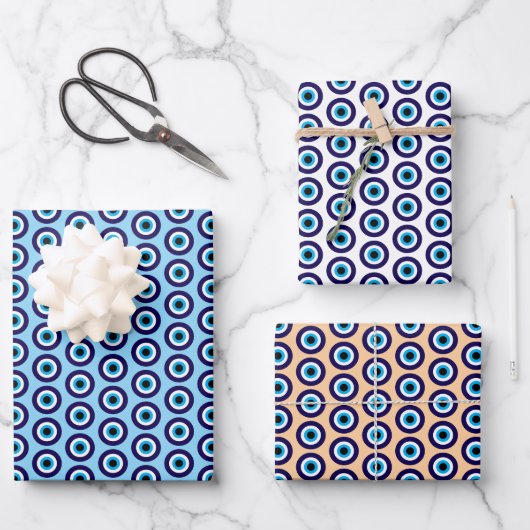 Evil Eye Blue Mati patroon cadeau wrap sheets Inpakpapier Vel (Voorkant)
