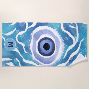 Evil Eye Blue moderne serviette de plage moderne