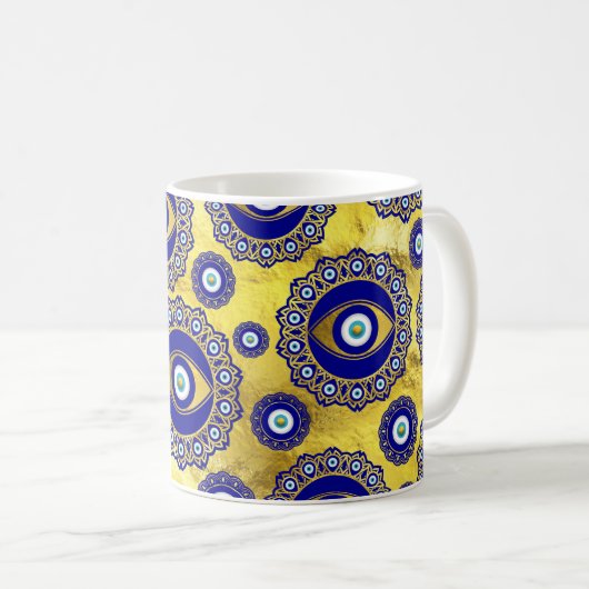 Evil Eye Charm Ornament Pattern Koffiemok (Voorkant rechts)