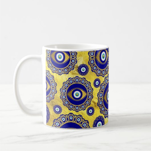 Evil Eye Charm Ornament Pattern Koffiemok (Links)