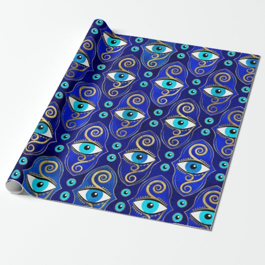 Evil Eye Charm Pattern Cadeaupapier (Uitgerold)