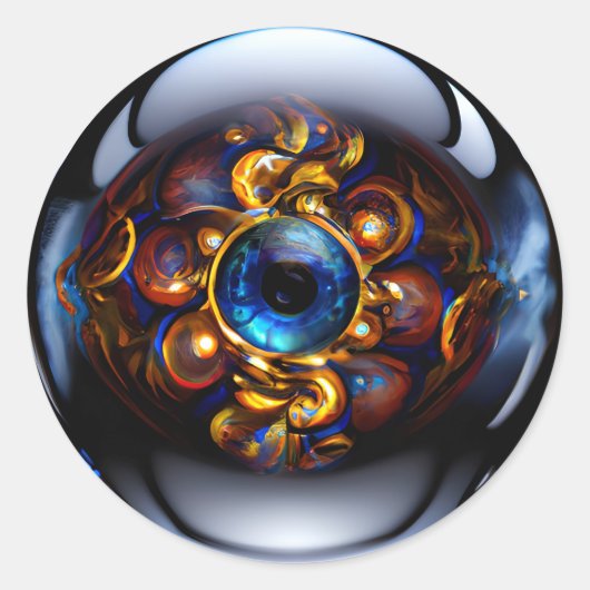 Evil Eye Dark Blue Ronde Sticker (Voorkant)